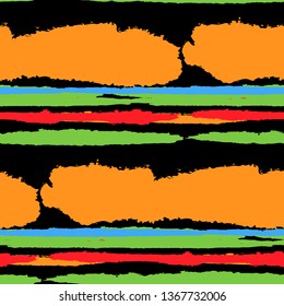 Grunge Stripes. Painted Lines. Texture with Horizontal Dry Brush Strokes. Scribbled Grunge Rapport for Cloth, Swimwear, Textile. Trendy Vector Background with Stripes
