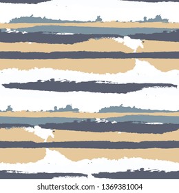 Grunge Stripes. Painted Lines. Texture with Horizontal Brush Strokes. Scribbled Grunge Rapport for Cloth, Swimwear, Textile. Rustic Vector Background