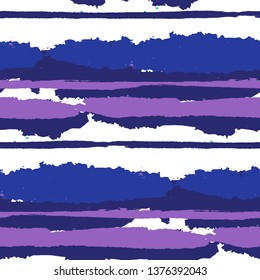 Grunge Stripes. Painted Lines. Texture with Horizontal Dry Brush Strokes. Scribbled Grunge Pattern for Cloth, Swimwear, Textile. Rustic Vector Background with Stripes