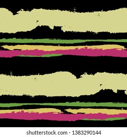 Grunge Stripes. Painted Lines. Texture with Horizontal Dry Brush Strokes. Scribbled Grunge Motif for Linen, Fabric, Wallpaper. Rustic Vector Background with Stripes