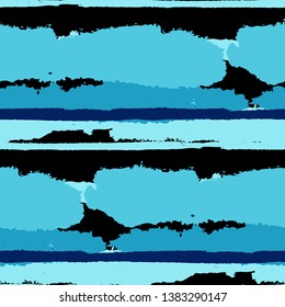 Grunge Stripes. Painted Lines. Texture with Horizontal Brush Strokes. Scribbled Grunge Motif for Cloth, Swimwear, Textile. Trendy Vector Background