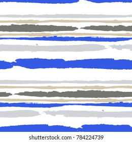 Grunge Stripes. Painted Lines. Texture with Horizontal Dry Brush Strokes. Scribbled Grunge Pattern for Linen, Fabric, Wallpaper. Rustic Vector Background with Stripes