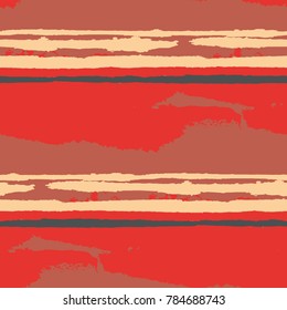Grunge Stripes. Painted Lines. Texture with Horizontal Brush Strokes. Scribbled Grunge Motif for Sportswear, Fabric, Wallpaper. Trendy Vector Background with Stripes