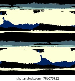 Grunge Stripes. Painted Lines. Texture with Horizontal Brush Strokes. Scribbled Grunge Motif for Cloth, Swimwear, Textile. Trendy Vector Background