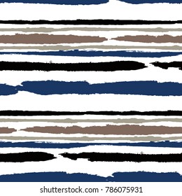 Grunge Stripes. Painted Lines. Texture with Horizontal Brush Strokes. Scribbled Grunge Pattern for Cloth, Fabric, Textile. Retro Vector Background