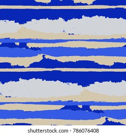 Grunge Stripes. Painted Lines. Texture with Horizontal Brush Strokes. Scribbled Grunge Motif for Linen, Fabric, Wallpaper. Rustic Vector Background with Stripes