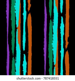 Grunge Stripes. Painted Lines. Texture with Vertical Dry Brush Strokes. Scribbled Grunge Pattern for Linen, Fabric, Textile. Retro Vector Background