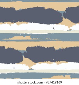 Grunge Stripes. Painted Lines. Texture with Horizontal Brush Strokes. Scribbled Grunge Motif for Sportswear, Fabric, Cloth. Retro Vector Background with Stripes