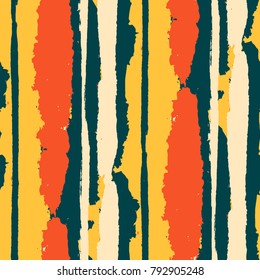 Grunge Stripes. Painted Lines. Texture with Vertical Dry Brush Strokes. Scribbled Grunge Pattern for Linen, Fabric, Textile. Retro Vector Background with Stripes