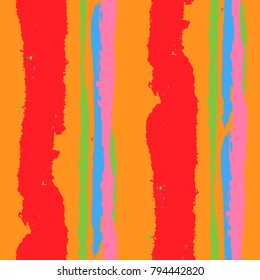 Grunge Stripes. Painted Lines. Texture with Vertical Brush Strokes. Scribbled Grunge Motif for Linen, Fabric, Wallpaper. Rustic Vector Background with Stripes