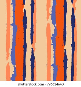 Grunge Stripes. Painted Lines. Texture with Vertical Dry Brush Strokes. Scribbled Grunge Pattern for Sportswear, Fabric, Cloth. Trendy Vector Background with Stripes