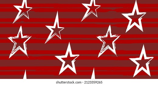 Grunge stripes with painted stars. Simpless. Fashion watercolor striped design. Hand drawn lines in a watercolor style. Fabric, textile design, wrapper, cover.