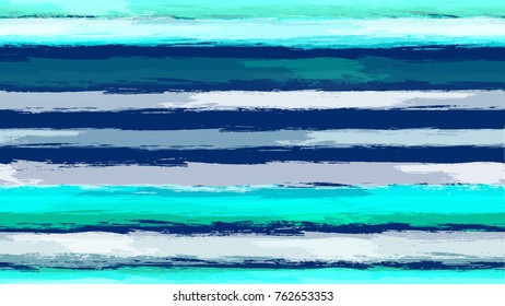 Grunge Stripes Seamless Pattern with Hand Painted Brush Strokes. Fashion Print Design Texture. Textile Design, Ad Marine Background. Holiday Seamless Striped Seamless Pattern.