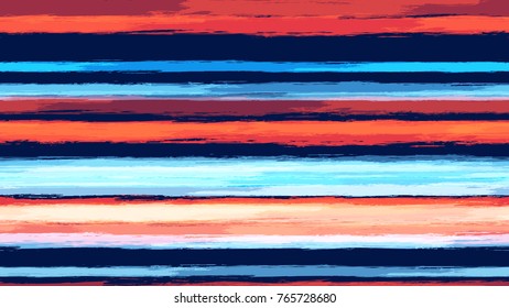 Grunge Stripes Seamless Pattern with Hand Painted Brush Strokes. Grunge Fashion Texture. Textile Design, Ad Background. Holiday Seamless Striped Seamless Pattern.