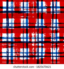 Grunge stripes seamless vector background pattern. Hipster cool ornament. Dry paintbrush stripes grunge backdrop print design. Wrapping paper lines pattern. Dry ink art lines background.