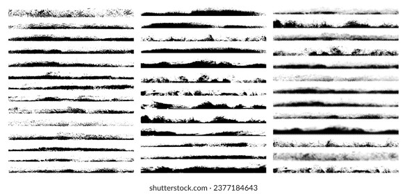 Elementos de conjunto de rayas onduladas monocromáticas con líneas manchas negras y arañazos para su uso en la creación de un diseño minimalista atractivo ilustración vectorial