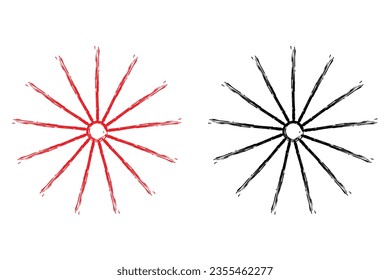 Grunge stroke circle Wagon wooden wheel icon, wheel vector icon on a isolated background.