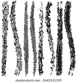 Grunge stroke lines. Vertical brush texture. Rough ink streaks. Vector artistic pattern.
