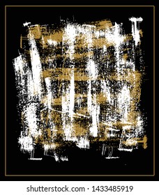 Grunge structure, gold and white brushstrokes in different directions