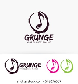 Grunge studio logo design. Art, Entertainment and Music record logo concept. Vector logo template