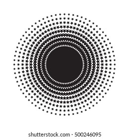 Grunge style abstract halftone background made up with stars. Solid color stars