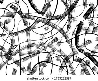 Grunge style. Abstract texture. Background. Brush pattern. White and black vector.
