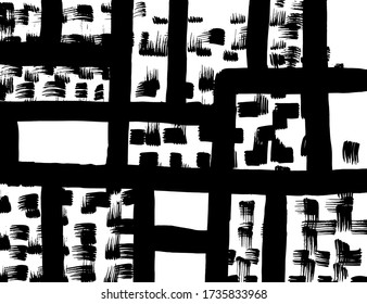 Estilo Grunge. Textura abstracta. Antecedentes. Patrón de pincel. Vector blanco y negro.