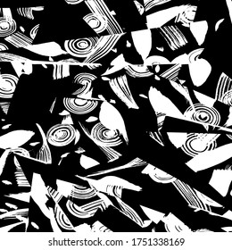 Grunge style. Abstract texture. Background. Brush pattern. White and black vector.