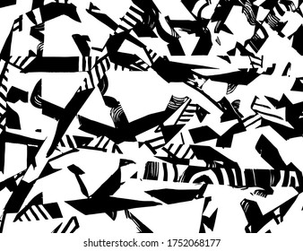 Grunge style. Abstract texture. Background. Brush pattern. White and black vector.