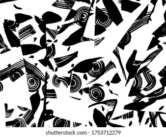 Grunge style. Abstract texture. Background. Brush pattern. White and black vector.