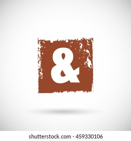 Grunge style alphabet. Sign ampersand, Vector