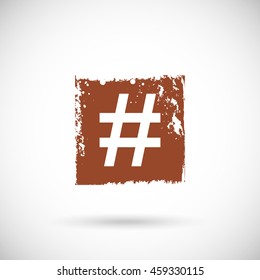 Grunge style alphabet. Sign sharp, Vector