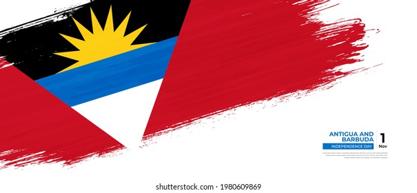 Grunge-Stil Antigua und Barbuda-Fahne mit handgezeichneter Pinselstrich, Vektorgrafik
