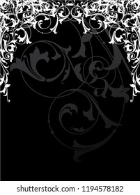 Grunge Style Background with clustered scrolls