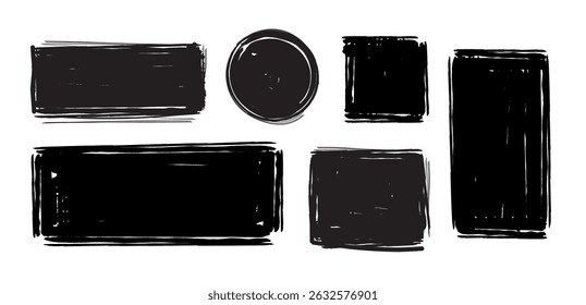 Conjunto de fundos estilo Grunge, Elementos de design Paintbrush, Textura Grunge desenhada à mão, rótulo e emblema, ilustrador de vetor