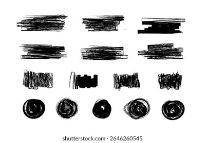 Conjunto de fondos de estilo grunge, Elementos de diseño de pincel, textura de grunge dibujada a mano, etiqueta e insignia, ilustrador de Vector