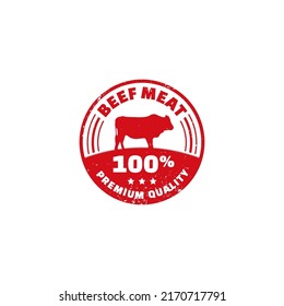 grunge style beef meat stamp for processed beef meat products business. vector eps 10