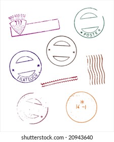 Grunge style blank postmarks frames - vector