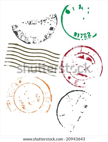 Grunge style blank postmarks frames - vector