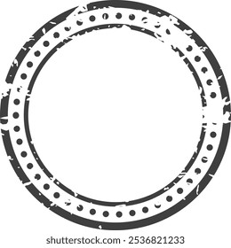 Grunge style blank rubber stamp with copy space forming a perfect circle with dotted edges