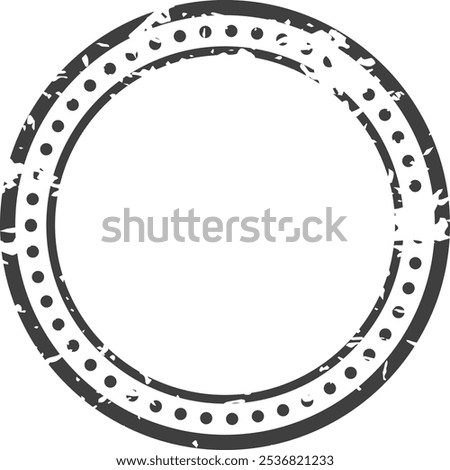 Grunge style blank rubber stamp with copy space forming a perfect circle with dotted edges