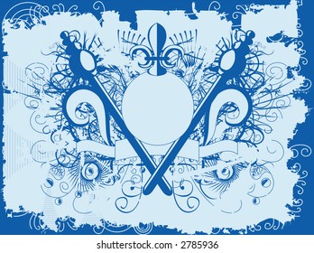 Grunge style border with ornate decoration