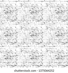 Grunge style brick wall texture in black and white