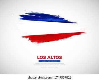 Grunge style brush painted Los Altos country flag illustration with national day typography. Artistic watercolor brush flag vector