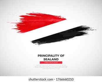 Grunge style brush painted Principality of Sealand country flag illustration with national day typography. Artistic watercolor brush flag vector