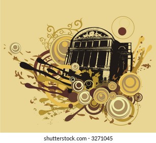 Grunge style building with ornate details. Vector background. Check my portfolio for much more of this series as well as thousands of similar and other great vector items.