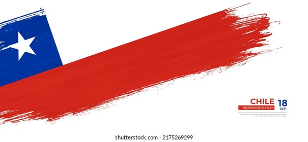 Grunge style Chile flag with hand drawn brush stroke vector illustration