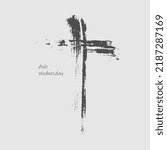 Grunge style christian cross for Ash Wednesday web banner or social graphic. The first day of Lent is a holy day of prayer and fasting.