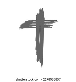 Grunge style christian cross for Ash Wednesday web banner or social graphic. The first day of Lent is a holy day of prayer and fasting.