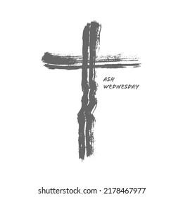 Grunge style christian cross for Ash Wednesday web banner or social graphic. The first day of Lent is a holy day of prayer and fasting.